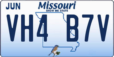 MO license plate VH4B7V