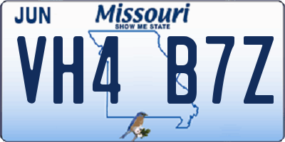 MO license plate VH4B7Z