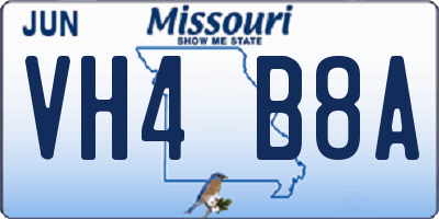 MO license plate VH4B8A