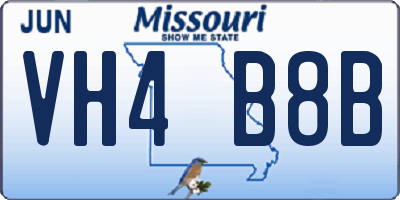 MO license plate VH4B8B