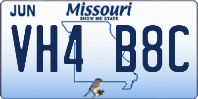 MO license plate VH4B8C