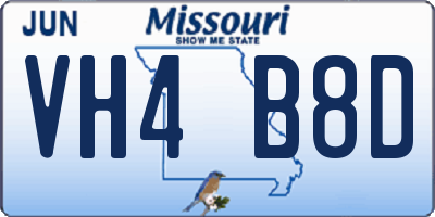 MO license plate VH4B8D