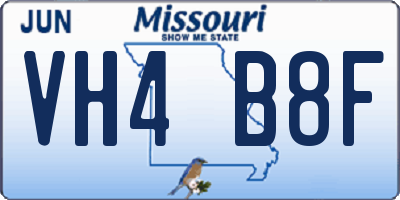 MO license plate VH4B8F