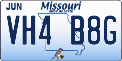 MO license plate VH4B8G