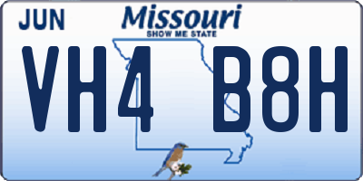 MO license plate VH4B8H