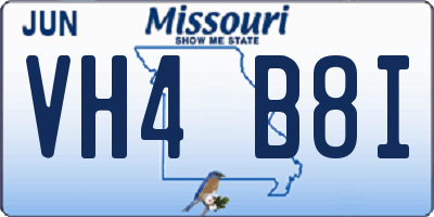 MO license plate VH4B8I