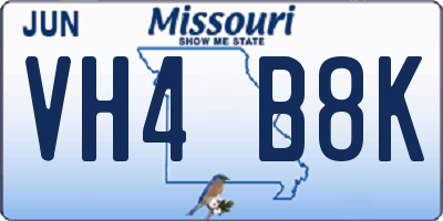 MO license plate VH4B8K