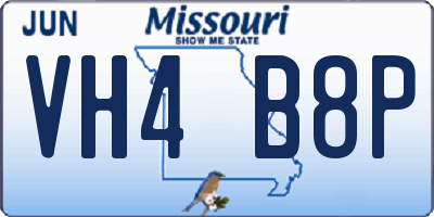 MO license plate VH4B8P