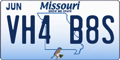 MO license plate VH4B8S
