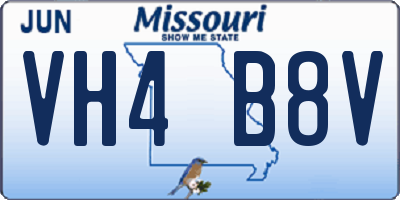 MO license plate VH4B8V