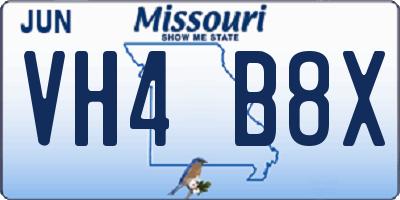 MO license plate VH4B8X