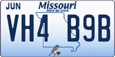 MO license plate VH4B9B