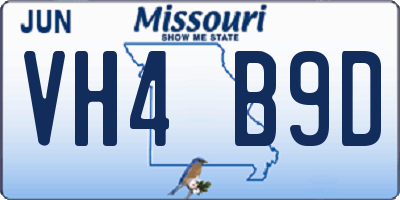 MO license plate VH4B9D