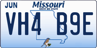 MO license plate VH4B9E
