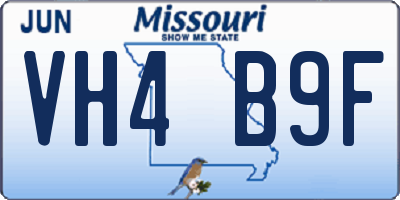 MO license plate VH4B9F