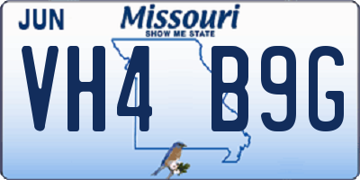 MO license plate VH4B9G