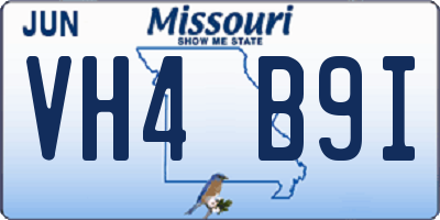 MO license plate VH4B9I