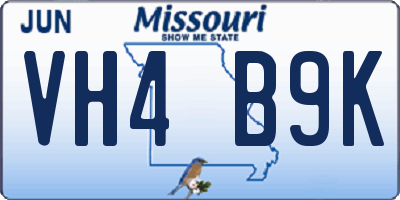 MO license plate VH4B9K