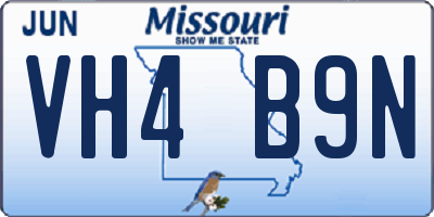 MO license plate VH4B9N