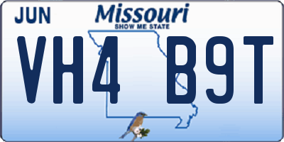 MO license plate VH4B9T