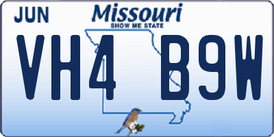 MO license plate VH4B9W