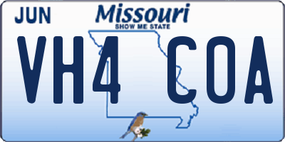 MO license plate VH4C0A