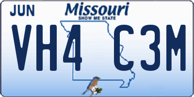 MO license plate VH4C3M