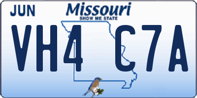 MO license plate VH4C7A