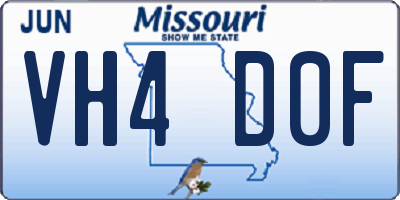 MO license plate VH4D0F