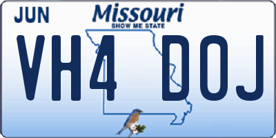 MO license plate VH4D0J