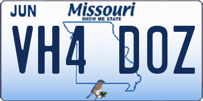 MO license plate VH4D0Z