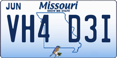 MO license plate VH4D3I