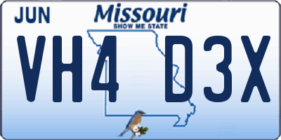 MO license plate VH4D3X