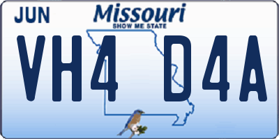 MO license plate VH4D4A