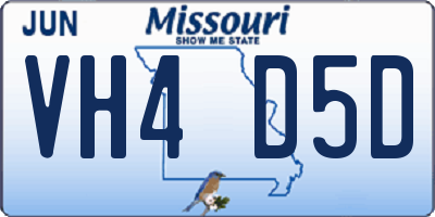 MO license plate VH4D5D