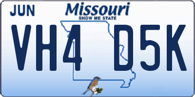 MO license plate VH4D5K