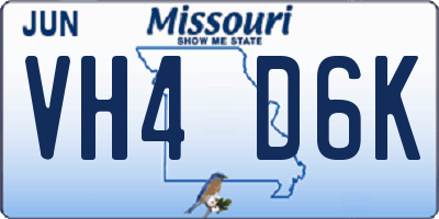 MO license plate VH4D6K