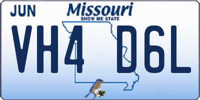 MO license plate VH4D6L