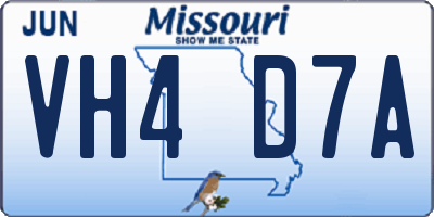 MO license plate VH4D7A