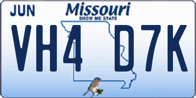 MO license plate VH4D7K