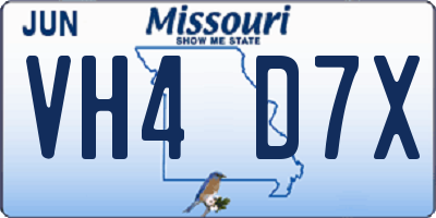 MO license plate VH4D7X