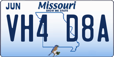 MO license plate VH4D8A