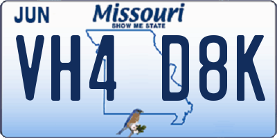 MO license plate VH4D8K