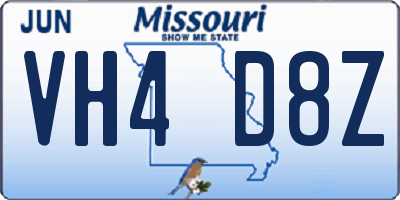 MO license plate VH4D8Z