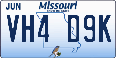 MO license plate VH4D9K