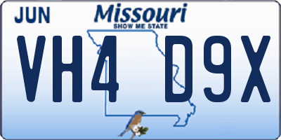 MO license plate VH4D9X