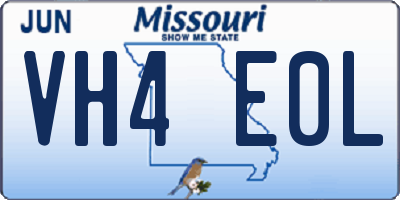 MO license plate VH4E0L
