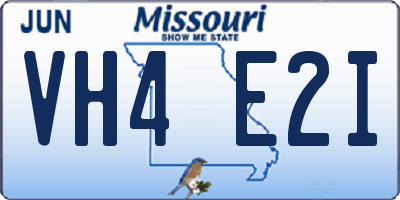 MO license plate VH4E2I