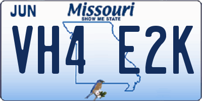 MO license plate VH4E2K