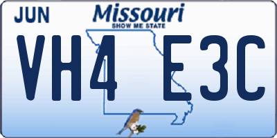 MO license plate VH4E3C